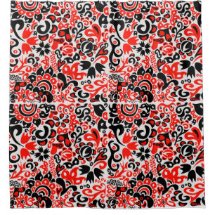 Cortina De Ducha Abrupción del patrón floral del arte folklórico ét