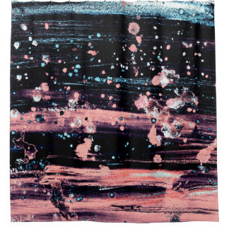 Cortina De Ducha Abstract artistic dark grey and pink background wi