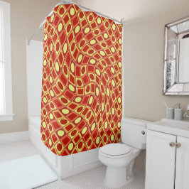 Cortina De Ducha Abstract geometric swirl retro pattern in red 