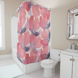 Cortina De Ducha Abstract Poppy Moda Watercolor En Rubor