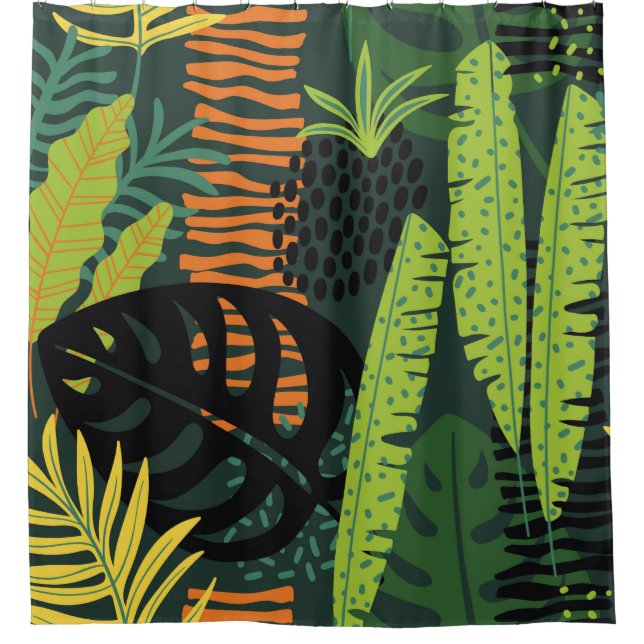 Cortina De Ducha Abstract seamless pattern with tropical leaves. Ha (Anverso)