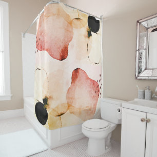 Cortina De Ducha Abstract Watercolor Boho Terracotta Rosa