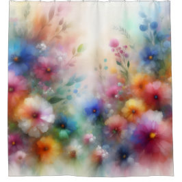 Cortina De Ducha Abstract Watercolor Florals Shower Curtain
