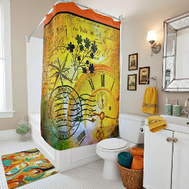 Cortina de ducha abstracta para viajes de tiempo