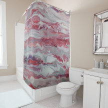 Cortina de ducha abstracta rosa y plateada