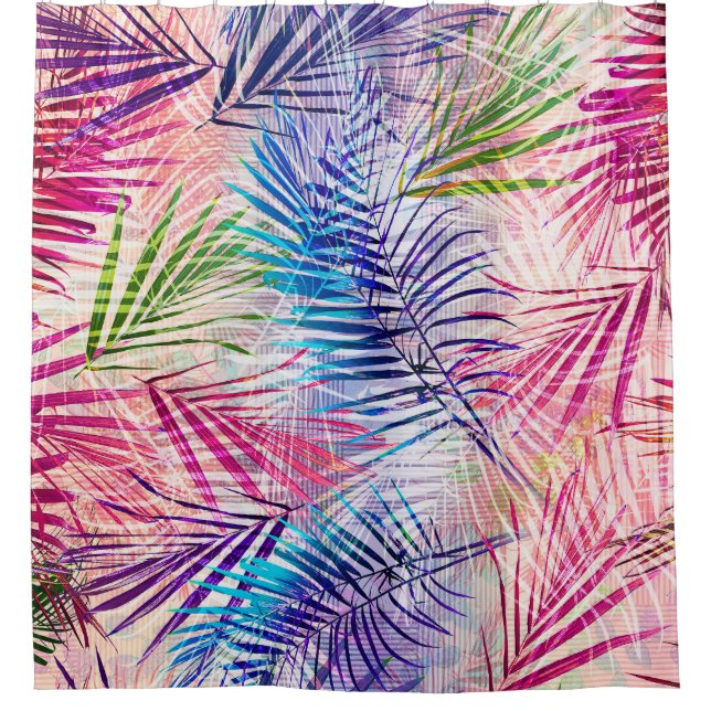 Cortina De Ducha Abstracto acuarela deja patrón de alamante (Anverso)