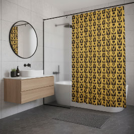Cortina De Ducha Abstracto Floral amarilla geométrica