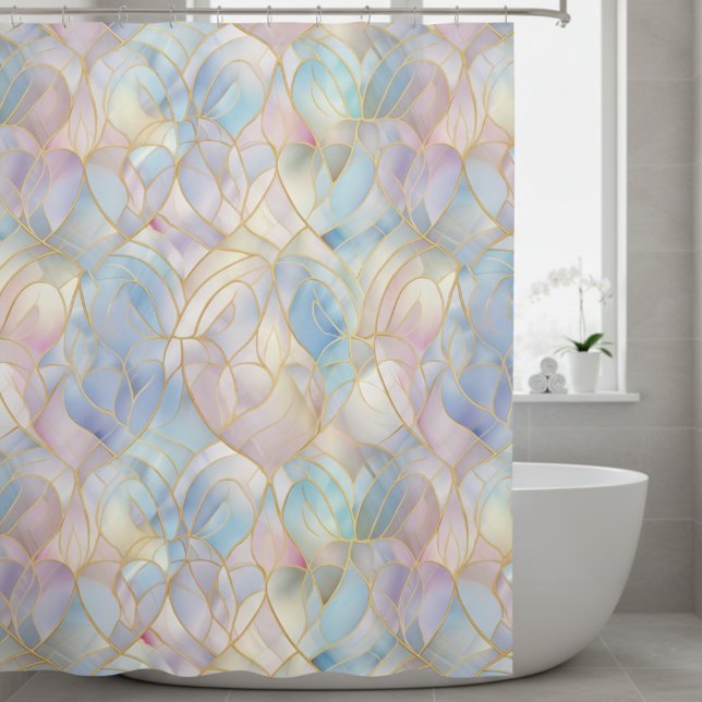 Cortina De Ducha Abstracto Iridescente Elegante (modern abstract iridescent pastel shower curtain)
