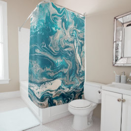 Cortina de ducha abstrata turquesa