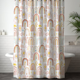 Cortina De Ducha Abundantes arbustos coloridos y flores de margarit