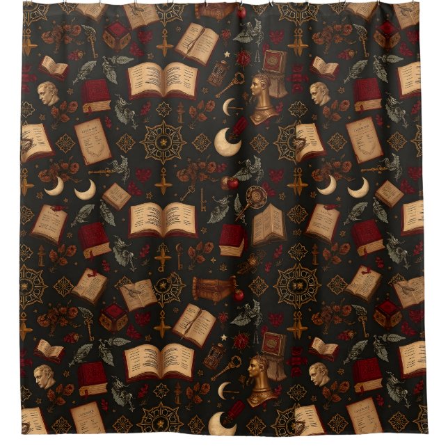 Cortina de ducha académica oscura académica académ (Anverso)