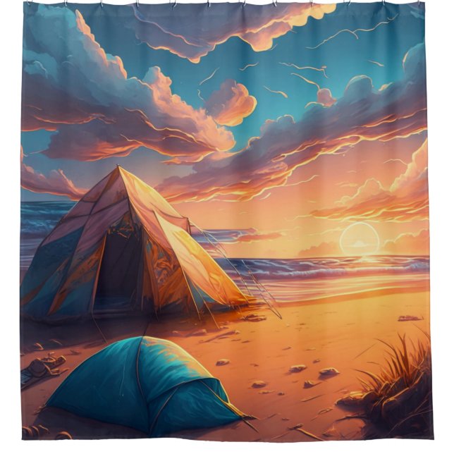 Cortina De Ducha Acampar al amanecer (Anverso)