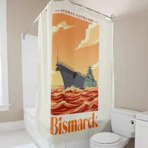 Cortina De Ducha Acorazado Alemán Bismarck - Póster Naval Antiguo