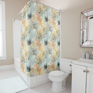 Cortina De Ducha Acuarela Azul Melado Melocotón Amarillo Beige Prim