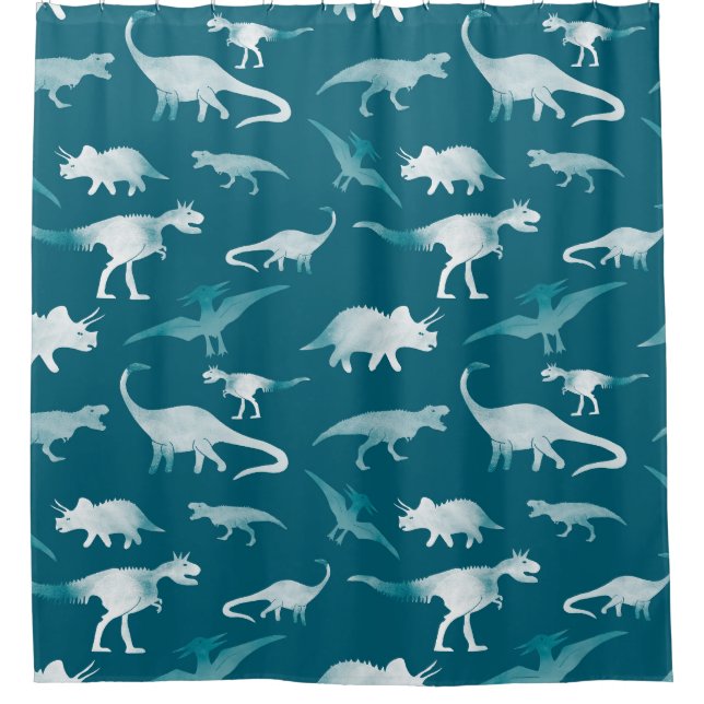 Cortina De Ducha Acuarela de dinosaurios: Patrón textil (Anverso)