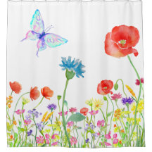 acuarela de la mariposa del prado de la amapola de