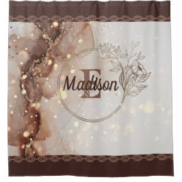 Cortina De Ducha Acuarela de mármol con acentos Purpurinas