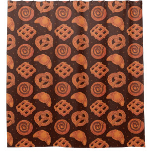 Cortina De Ducha Acuarela de panadería: Textura de comida sin foco
