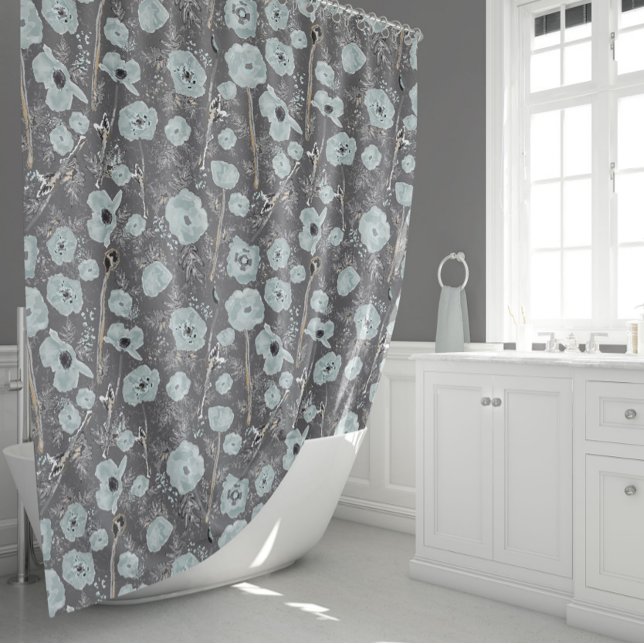 Cortina De Ducha Acuarela de Poppies (Poppies Floral Watercolor Pattern Shower Curtain from Studio Posies.
)