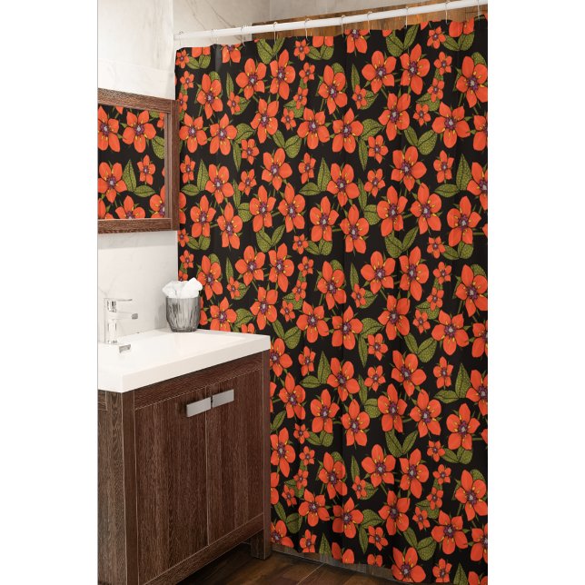 Cortina De Ducha Acuarela floral roja (Subido por el creador)