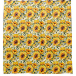 Cortina De Ducha Acuarela Girasoles Estilo Van Gogh 