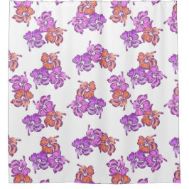 Cortina De Ducha Acuarela Hibiscus Hawai Tropical