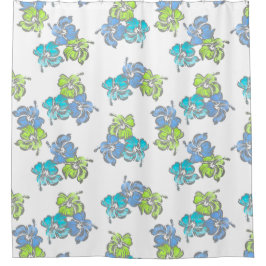 Cortina De Ducha Acuarela Hibiscus Hawai Tropical