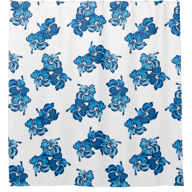 Cortina De Ducha Acuarela Hibiscus Hawai Tropical (Anverso)