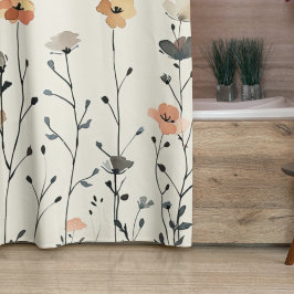 Cortina De Ducha Acuarela Rústica Flor Floral Elegante