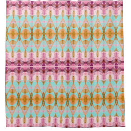 Cortina De Ducha Acuarela verde azulada Y Rosa