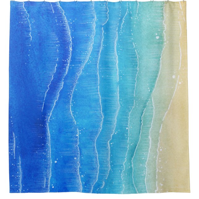 Cortina De Ducha Acuarela y vistas a la playa. (Anverso)