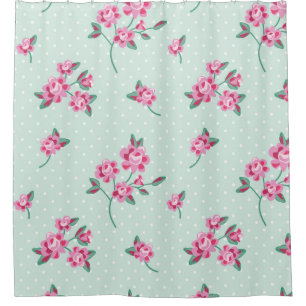 Cortina De Ducha acuñe, los lunares blancos, moda lamentable, rosa