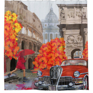 Cortina De Ducha Afiche de la época de la lluvia en Roma