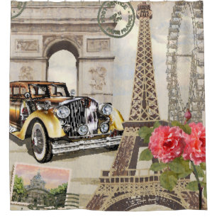Cortina De Ducha Afiche de la época de París.