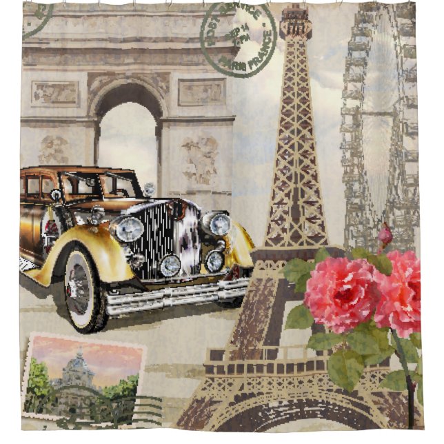 Cortina De Ducha Afiche de la época de París. (Anverso)