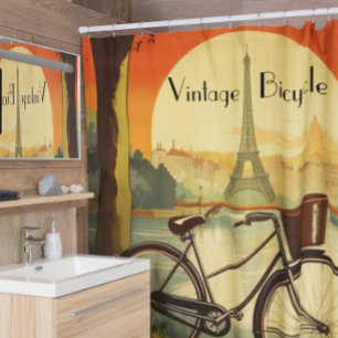 Cortina De Ducha Afiche de viajes en bicicleta, personalizable de P