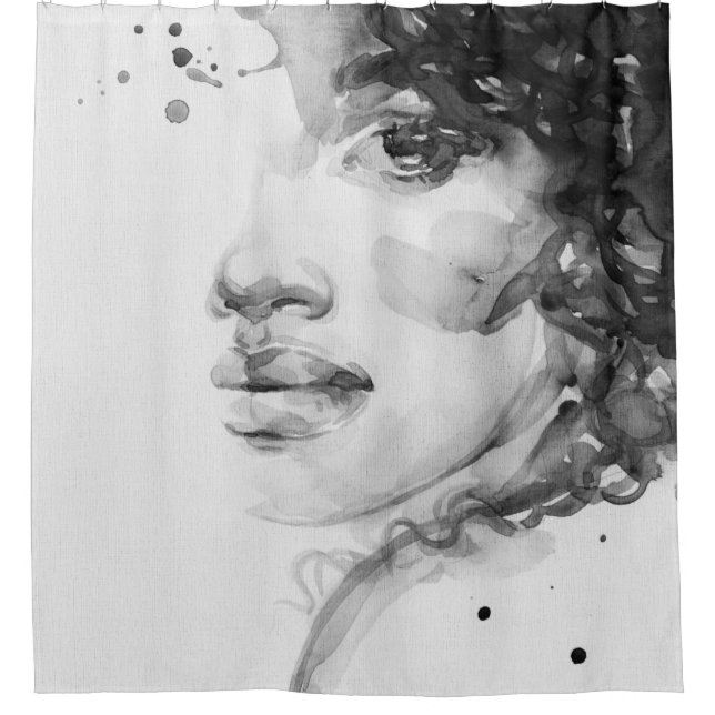 Cortina De Ducha african american woman. beauty fashion illustratio (Anverso)