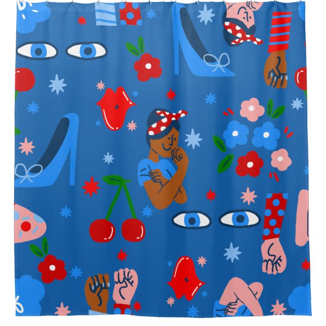 Cortina De Ducha african black rosie the riveter rockabilly whimsy (Anverso)