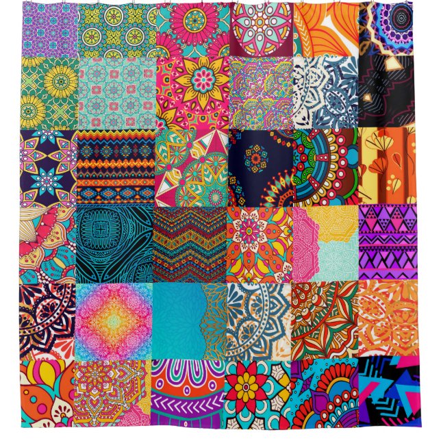 Cortina de ducha africana Ankara Impresión de cera (Anverso)