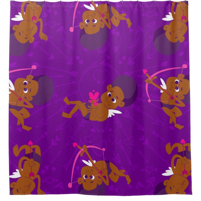 Cortina De Ducha afro angel negro cupido cherub valentina (Anverso)