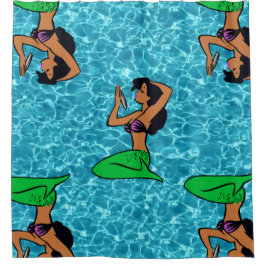 Cortina De Ducha afro latina mermaid océano