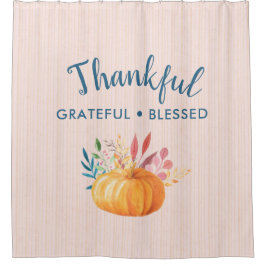 Cortina De Ducha Agradecimiento bendecido con calabaza Naranja