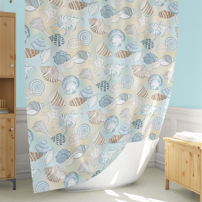 Cortina De Ducha Aguas marinas costeras Aqua Blue Brown (Subido por el creador)