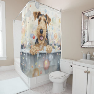Cortina De Ducha Airedale en Bathtub acuaromas de perros