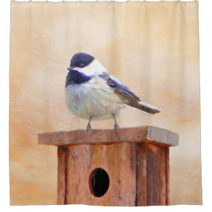 Cortina De Ducha Ajedrez sobre pintura de aves original
