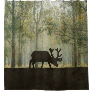 Cortina De Ducha Alces en el ilustracion del bosque