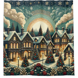 Cortina De Ducha "Aldea de los Navidades victorianos"