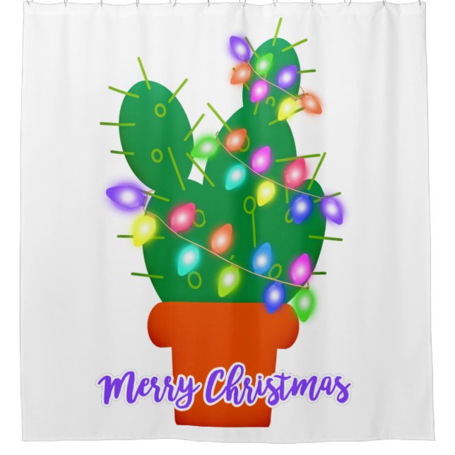 Cortina De Ducha alegre navidad cactus (Anverso)