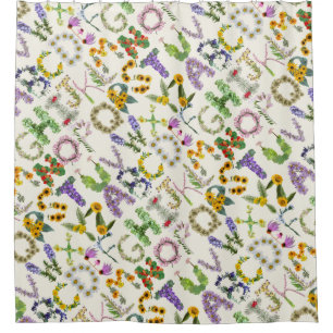 Cortina De Ducha Alfabeto de flores Niños Boho Arte Educativo Flora
