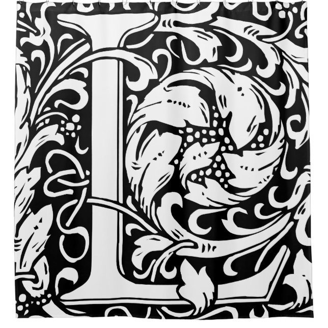Cortina De Ducha Alfabeto floral Letra monogramada L clásica (Anverso)